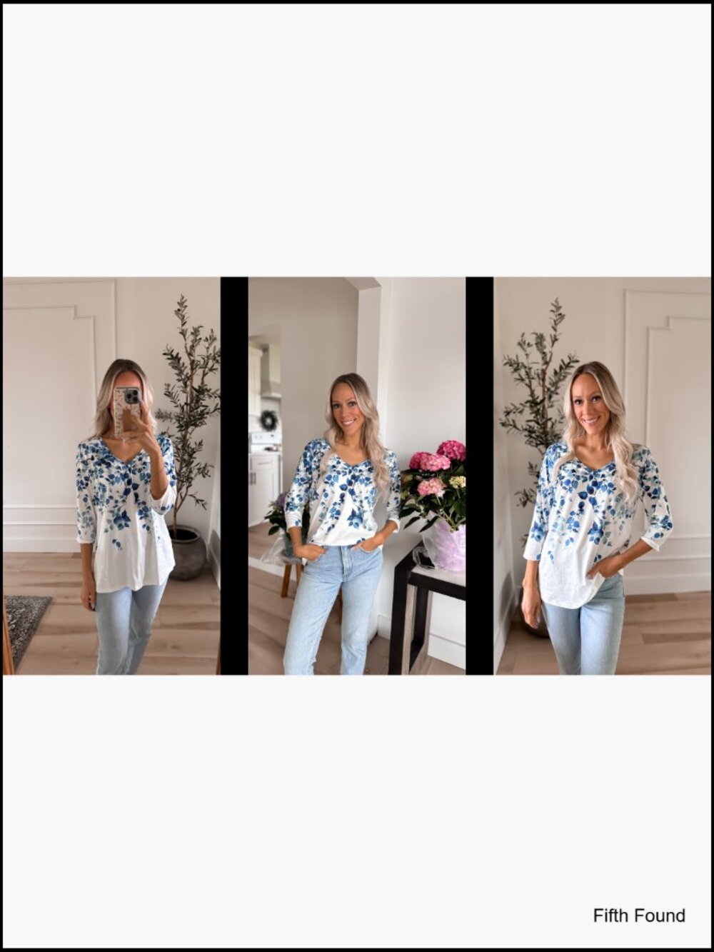 3/4 Sleeve V Neck Tunic Top Soft Stretch Blouse Work Tee - Picture 6 of 7